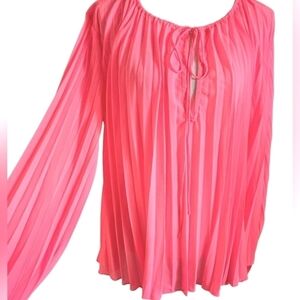 SIGNATURE 8 PLEATED BLOUSE SZ L PINK